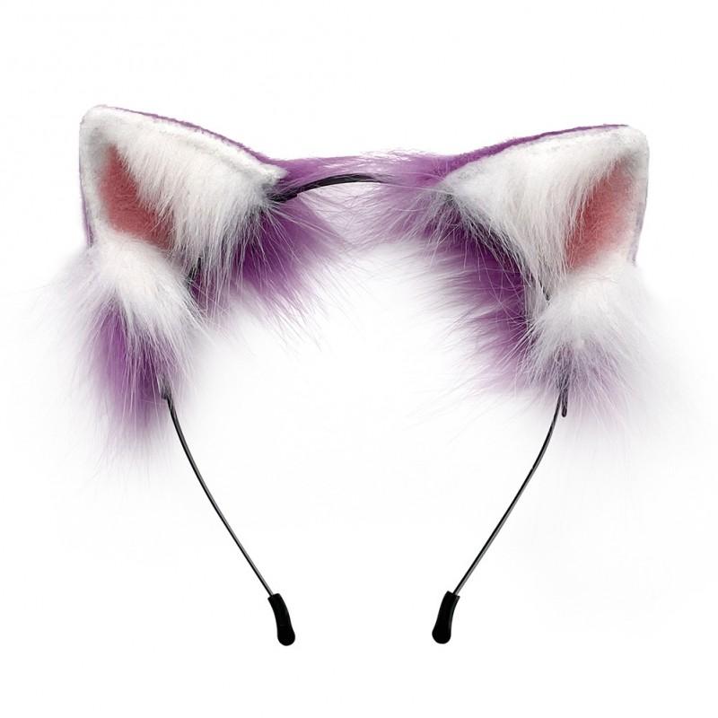Handmade Plush Cat Ears Headband With Tail Accessory Set Cosplay Costume Unisex