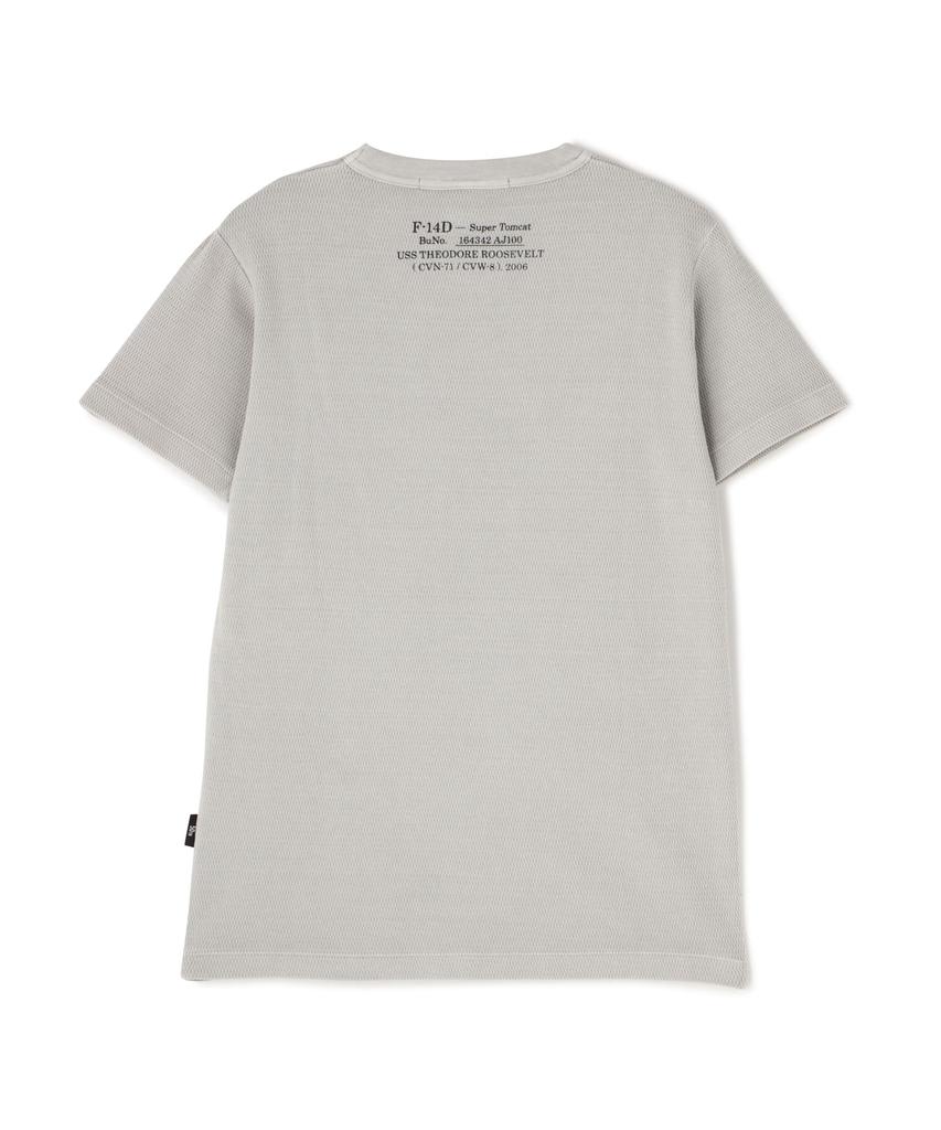 AVIREX FADE WASH HONEYCOMB WAFFLE T-SHIRT Men's M 023 light gray 783-5134010