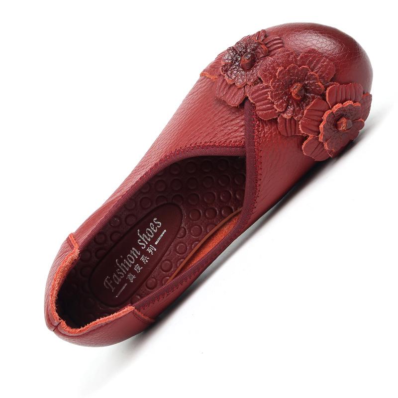 Модные красные классические женские туфли из натуральной кожи с цветочным узором, модные туфли на высоком каблуке с нескользящим толстым каблуком, большой размер 42, свадебные туфли для банкета