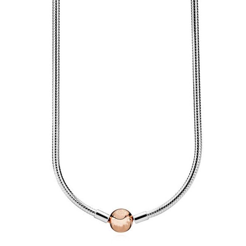 Original Moments Lobster Ball Clasp Smooth Snake Chain Necklace For 925 Sterling Silver Bead Charm Europe Diy Jewelry