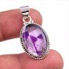 Natural Cloud Amethyst Gemstone Handmade 925 Solid Silver Pendant 1.25'' L1Z47