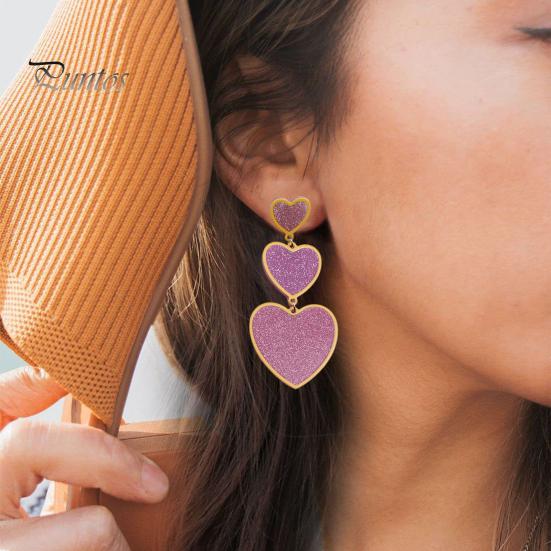 1 пара, три розовых и красных серьги в форме сердца, легкие акриловые висячие серьги, серьги с кисточками, женские ювелирные изделия для девочек-подростков, подарок