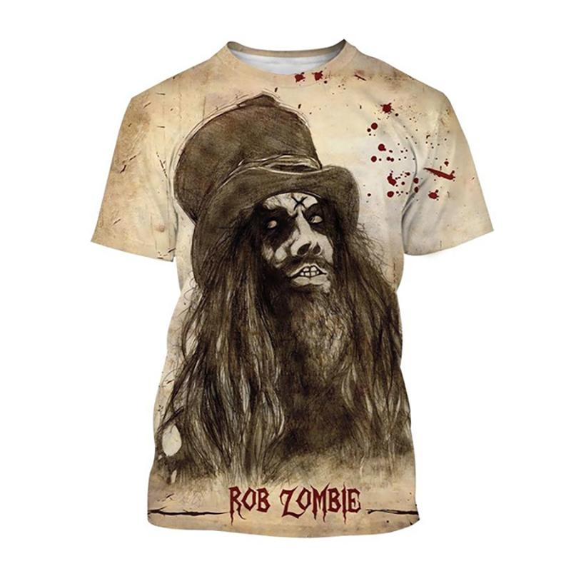 Rob Zombie 3D Печать Футболки Рок-певец Уличная мода Мужчины Женщины Мода Оверсайз Короткий рукав Футболка Детские Футболки Топы Мужская Одежда