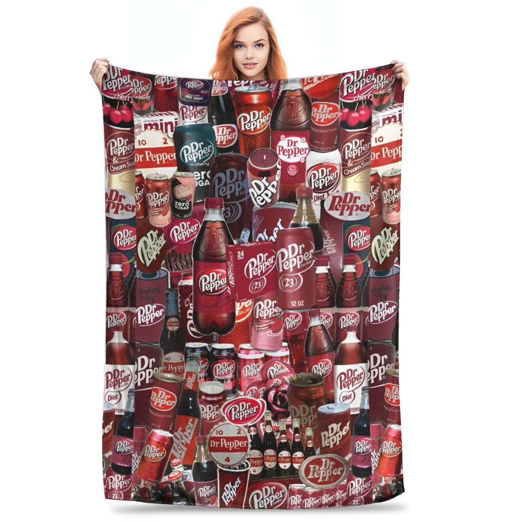 Плед Dr Pepper с лентами, фланелевый, для лета, кондиционера, напитков, портативный, теплый плед для дома, дивана, плюшевое тонкое одеяло