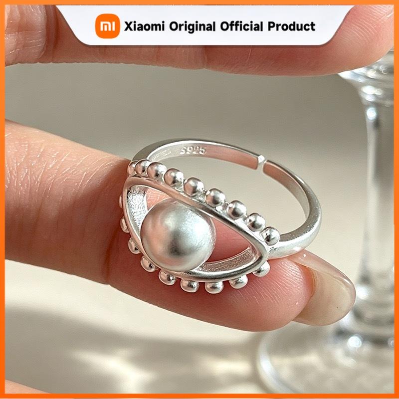Xiaomi BF CLUB 925 Sterling Silver Ring For Women Jewelry Eye Ball Shape Open Vintage Handmade Ring Allergy For Party Birthday Gift