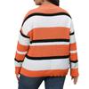 Women's Plus Size Pullover Fall New V Neck Color Patchwork Fashion Sweater