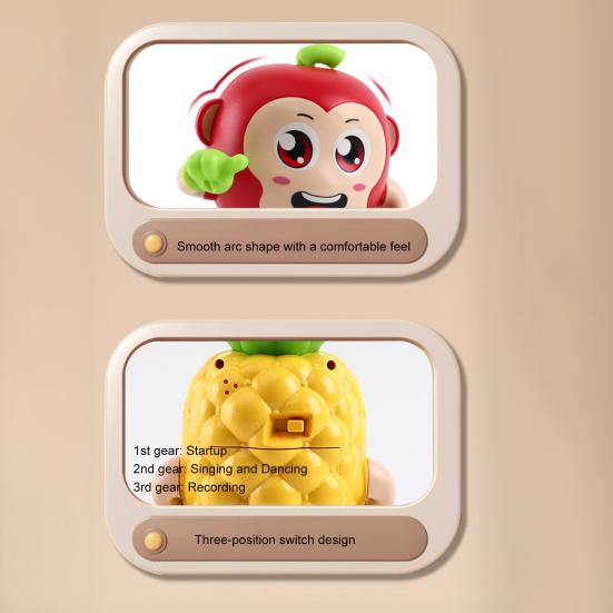 Electric Dancing Toy with LED Light Music Recording Pineapple Elephant French Fries Red Fruit Walking Toy Toddlers Tummy Time Interactive Crawling Toy