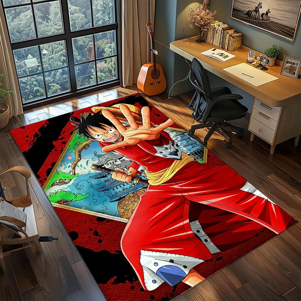 Monkey D. Luffy Straw Hat Happy Smiley Rug Carpet Large Area Rug Non Slip Washable Floor Mat Gamer Room Bedroom Home Decor