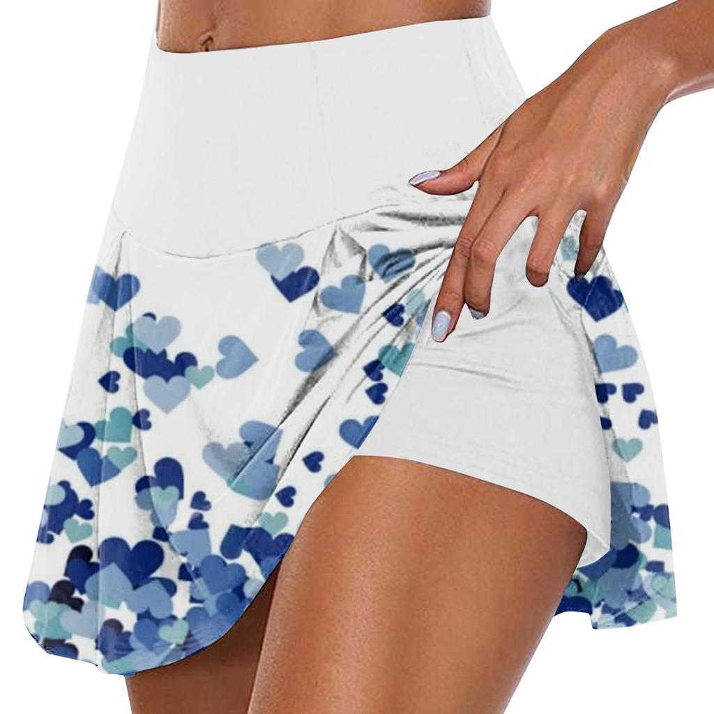 Women's Athletic Stretchy Pleated Tennis Skirts Run Yoga Inner Shorts Elastic Sports Golf Skorts Printing