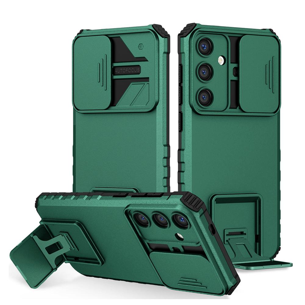 KEYSION Shockproof Case for Samsung S25 Ultra 5G S25+ Plus Slide Camera Lens Protection Live Stand Phone Cover for Galaxy S24 FE 5G