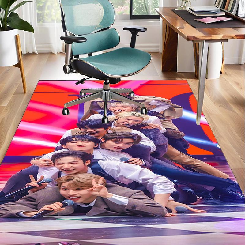K-pop Group Poses Office Rug Chair Mat, Game Carpet, Suitable for Front Door, Bedroom, Living Room, Desk, Holiday Gift