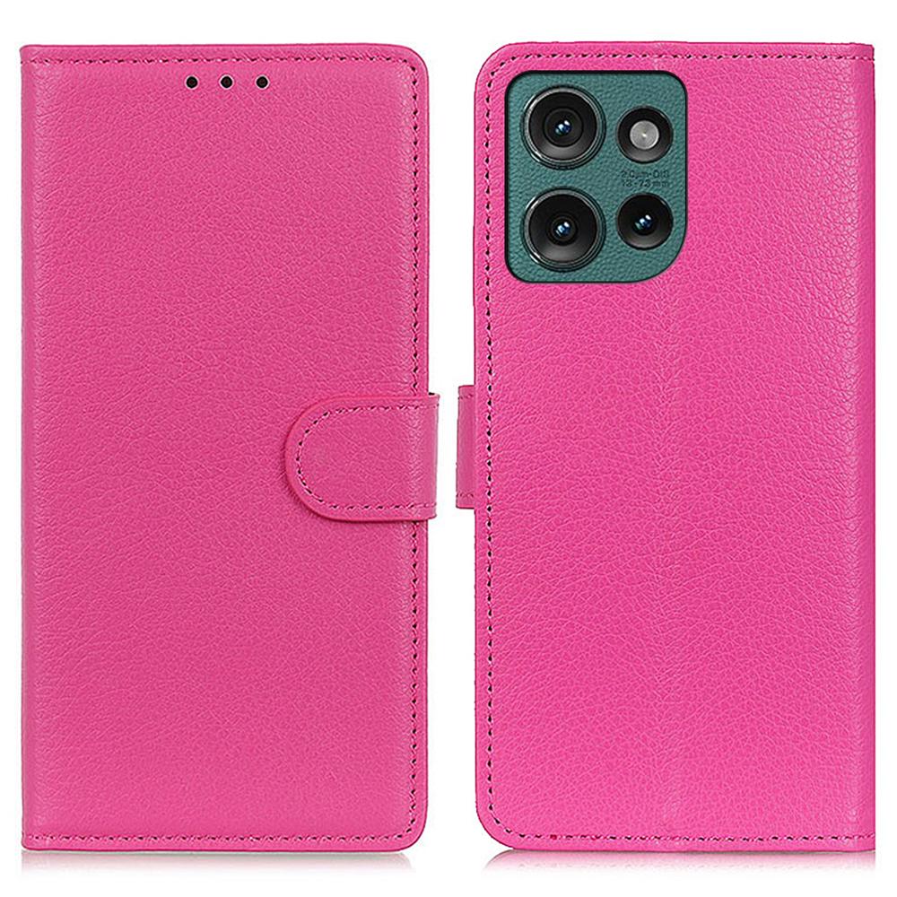 For Motorola Edge 50 5G Wallet Case PU Leather Phone Cover Litchi Texture