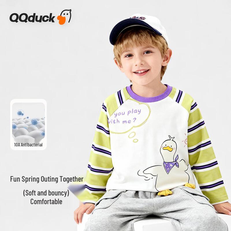 QQ DUCK Мальчишеская полосатая футболка с длинным рукавом