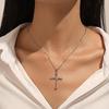 European and American Star Cross Pendant Necklace Women's Light Luxury Niche High-End Cold Style Textured Zircon Flash Diamond Clavicle Chain