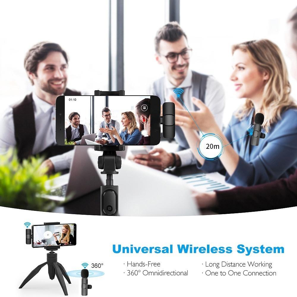 Wireless Lavalier Microphone for Cell Phone Noise Reduction Portable Audio Video Live Interview Recording For Android Type C Mic