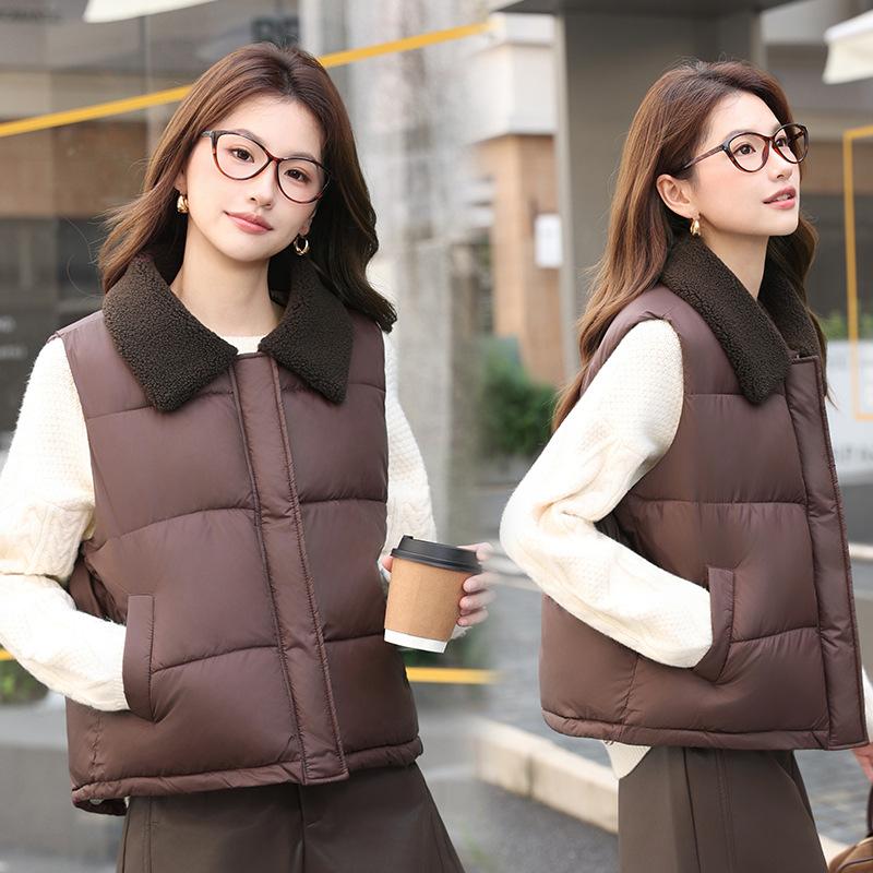 New student sleeveless small lapel vest warm down cotton vest women short vest winter women