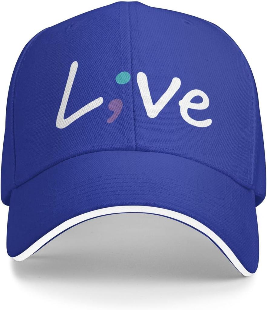 Semicolon Live Awareness Baseball Cap Polyester Adjustable Sandwich Hat Casual Unisex