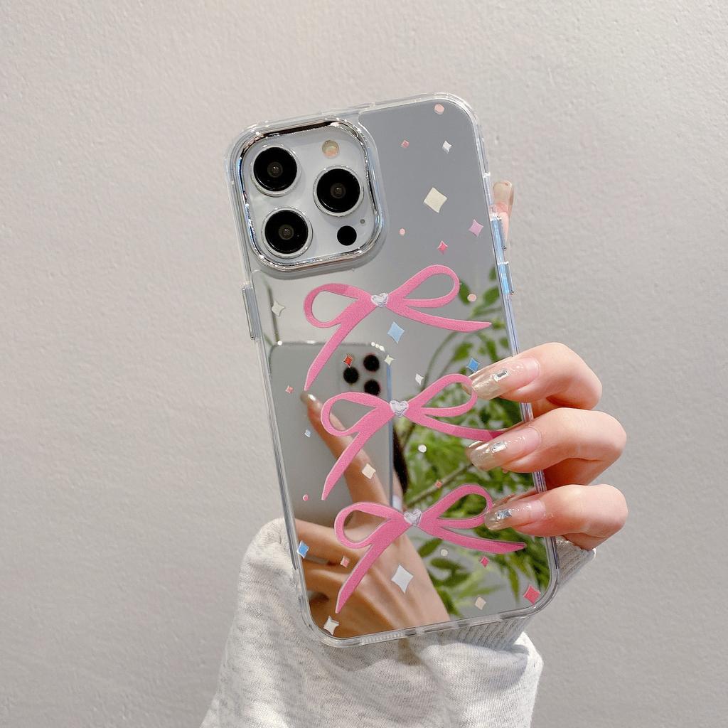 Acrylic Mirror Suitable for Apple 15pro Spring and Summer 11 Bow 13 Girl 16 Hard Iphone 12p Mobile Phone Case