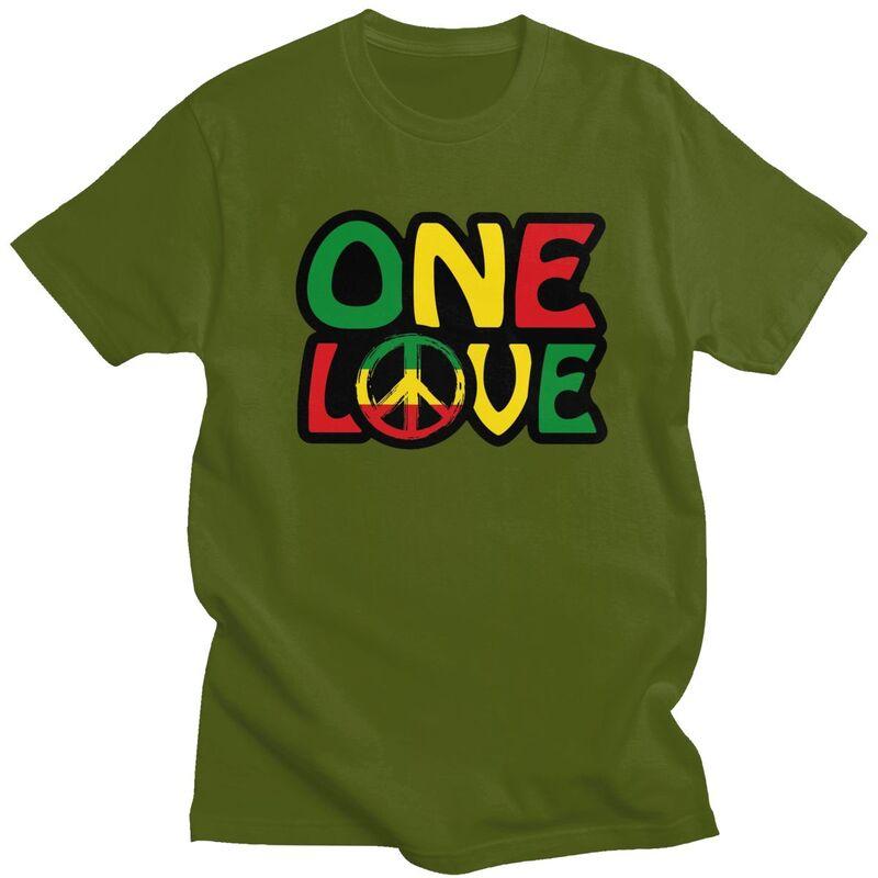 Мужская футболка на заказ ONE LOVE с символом мира, повседневная футболка, одежда в стиле ямайского регги