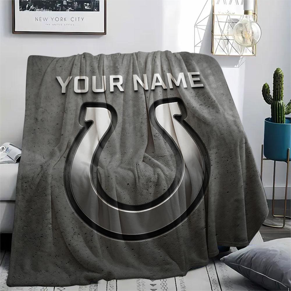 Custom Name,Indianapolis Colts, Printed Flannel Blanket, soft throw for bedroom sofa, washable, Christmas present, great gift.