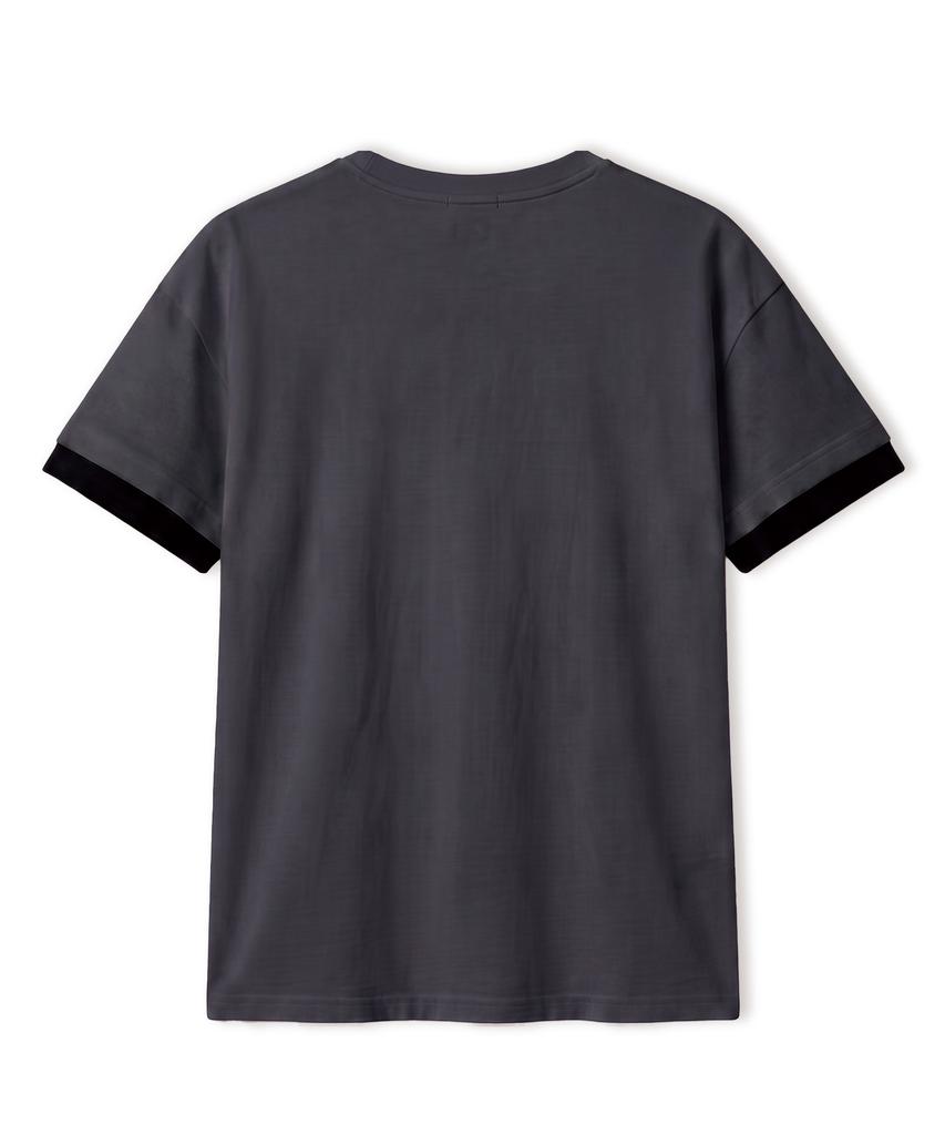 VANNWORKS [Crop] Layered Roll-Up Short Sleeve T-Shirt (Vs0301) Charcoal