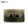 WALLPAD Wall Dimmer Switch 1 2 3 4 Gang Knurled Knob LED Available 2 Way Stainless Steel Panel Antique Bronze Retro Plate 3