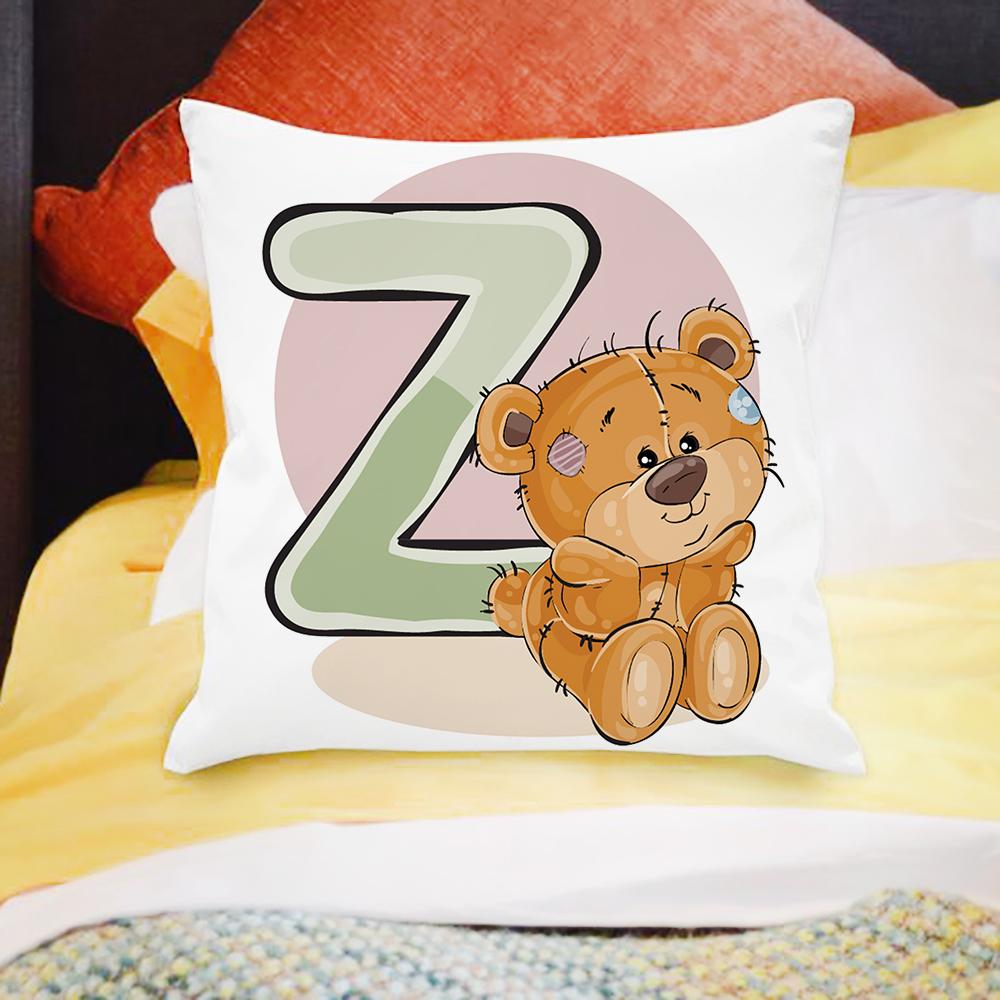 45x45см мультяшный медведь диван украшение детской комнаты милая наволочка с животным печатью букв чехол для подушки