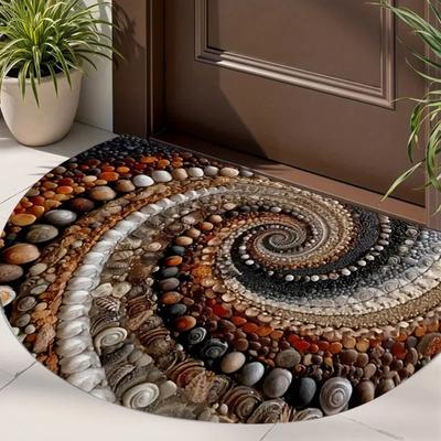Коврик для пола Полукруглый 3D Иллюзия Ковер Нескользящий Декоративный Акцент Прихожая Гостиная Спальня Устойчивый к Выцветанию Ковер