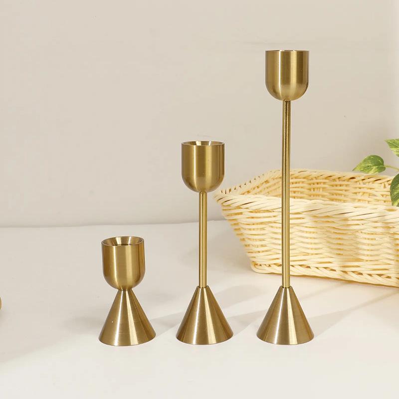 Gold Iron Art Wine Glass Candle Holder for Home & Bar Decor