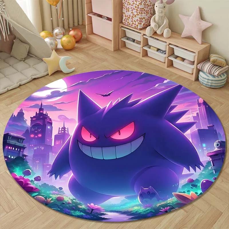 1 шт. Японские игры P-Pokemon G-Gengar Принт Круглый Ковер Коврик для Гостиной Спальни Ковер Фланелевый Нескользящий Ковер Подарок Potdemiel