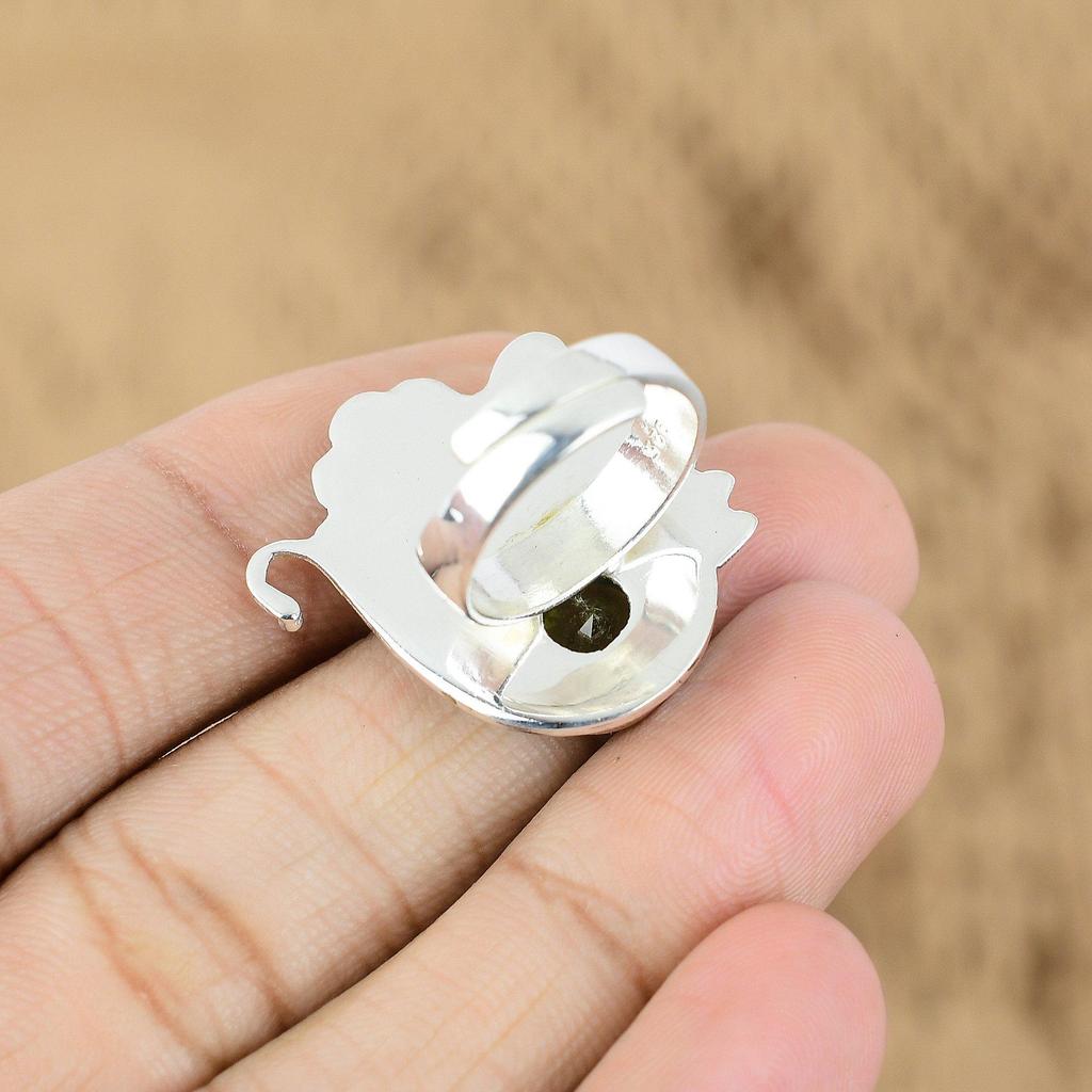 Mothers Day Deal Peridot Stone Unique Flower Wedding Ring 925 Sterling Silver