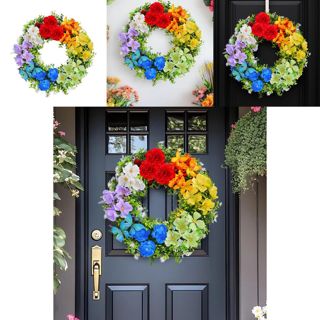 Party Venue Decor Artificial Flower Wreath For Seasonal Events With Durable Plastic And Polyester