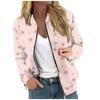 Женская модная повседневная куртка на молнии с длинным рукавом с цветочным/листовым принтом и круглым вырезом