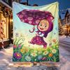 Masha and the Bear Pattern Blanket for Home Decoration, Bed, Sofa, Car Travel, Camping, Suitable for All Seasons, Birthday Christmas Gift