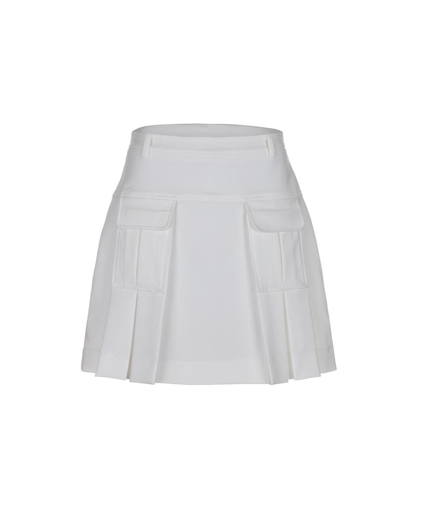 Raub Out Pocket Pleated Skirt_White