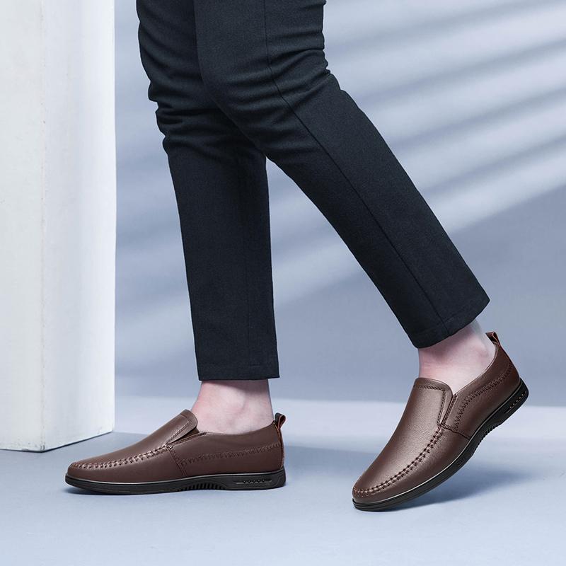 Весенне-осенние британские мужские кожаные туфли, повседневные лоферы на плоской подошве, молодежная универсальная обувь для ленивых, лучшая мужская обувь