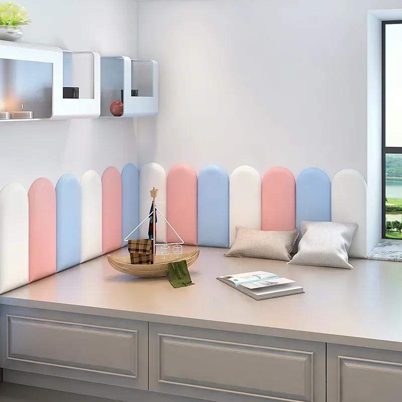 20x50cm Bed Headboard Bedroom Decor Head Board Wood Wall Panels Home Decoration Tatami Anti-collision Soft Back Wall Mat