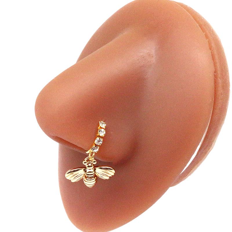 Gaby Cat Head Nose Stud with Butterfly, Five-Star, and Crown Designs - Piercing Jewelry