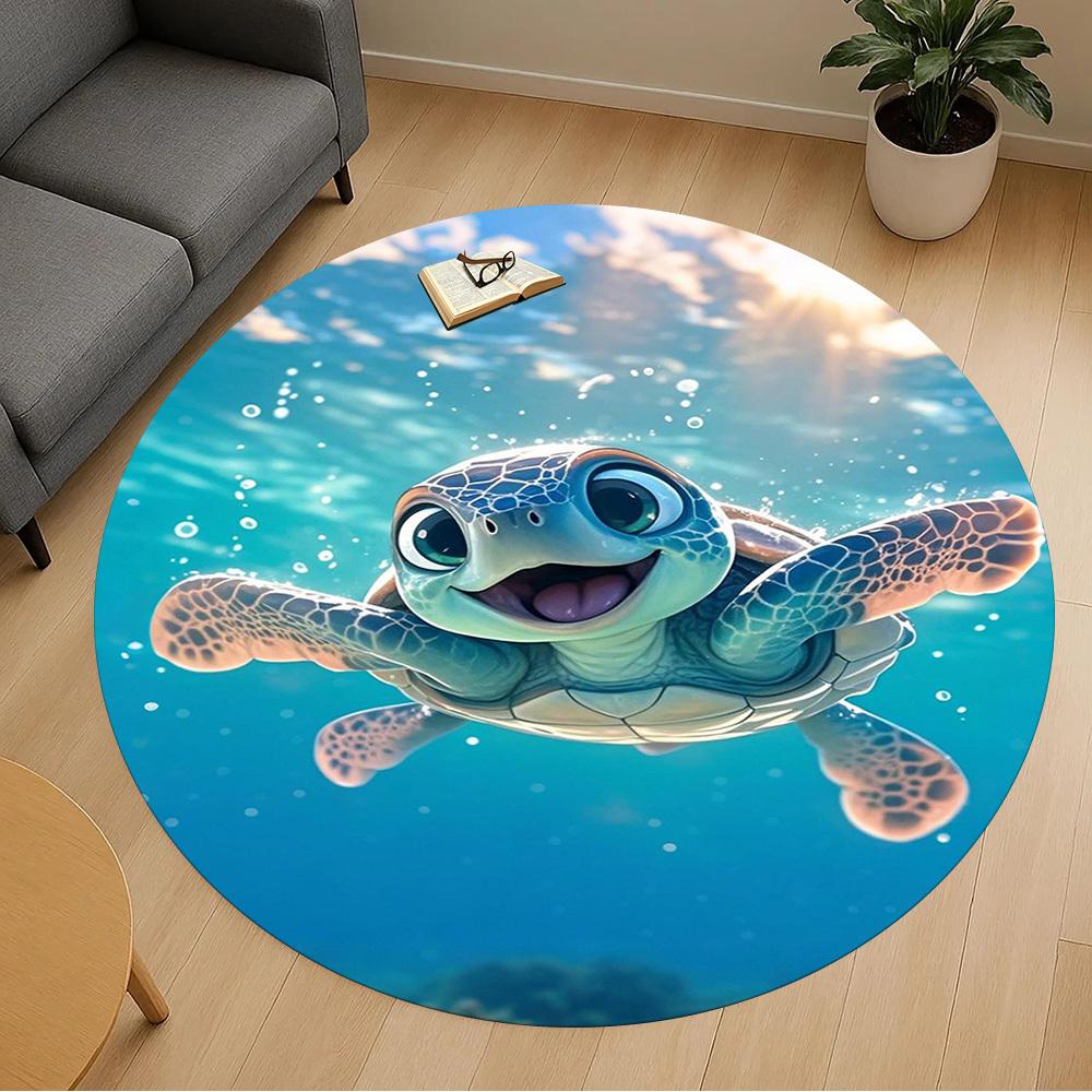 1PC Sea turtle Ocean Round Chair mat Area Rug - Non-Slip, Floor Mat for Office, Bedroom, home decor Christmas Gift c0528059