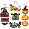 Halloween Hanging Sign Festive Pumpkin Bat and Skull Designs for Home Door Wall Yard Decor  Decor Party Outdoor Indoor Supplies