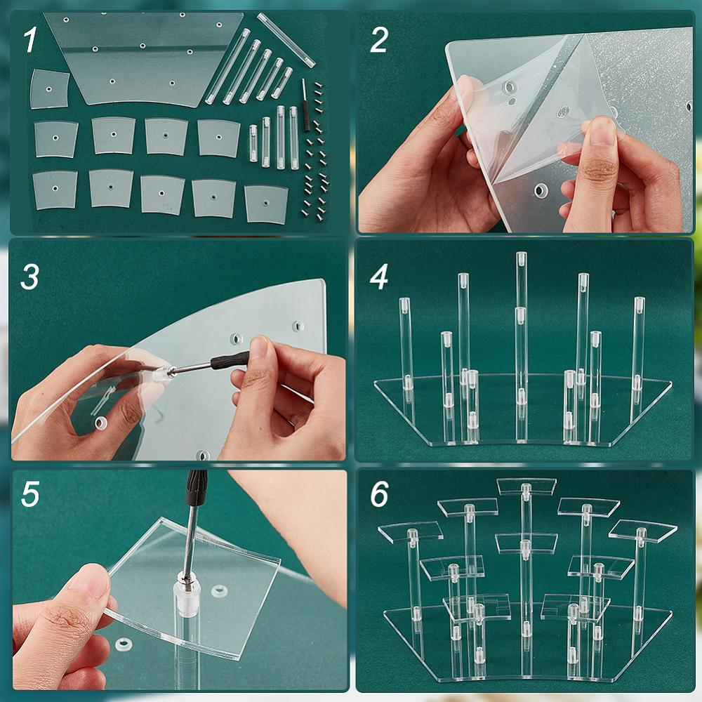 1set 10-Slot Transparent Acrylic Minifigures Display Risers Arc-Shaped Organizer Holder for Models Building Blocks Doll Display Holder Clear