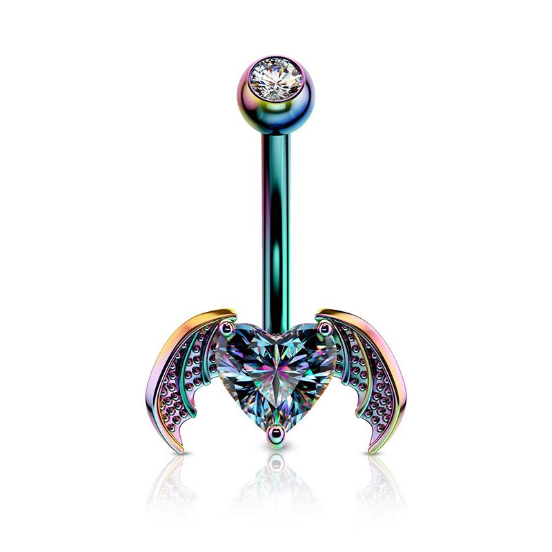 Punk Halloween Stainless Steel Belly Button Ring For Women Girl Personalized Bat Ghost Skeleton Navel Ring Body Piercing Jewelry