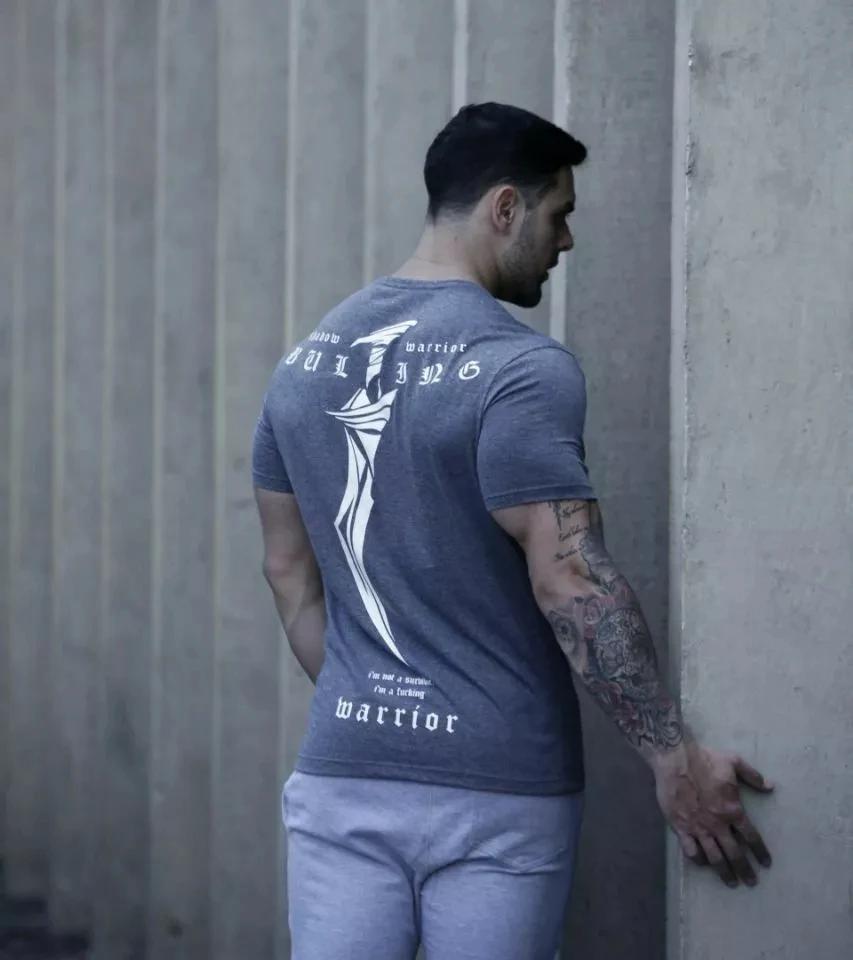 Мужская хлопковая футболка для тренажерного зала, бодибилдинга, спортивная, облегающая, для фитнеса, повседневная, с коротким рукавом, унисекс, мужская, женская, летняя