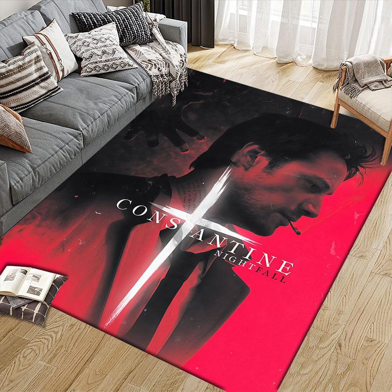 Constantine Flannel Printed Carpet, Home Sofa Decoration for Living Room & Bedroom, Non‑Slip Play Flannel Floor Mat for Game Room
