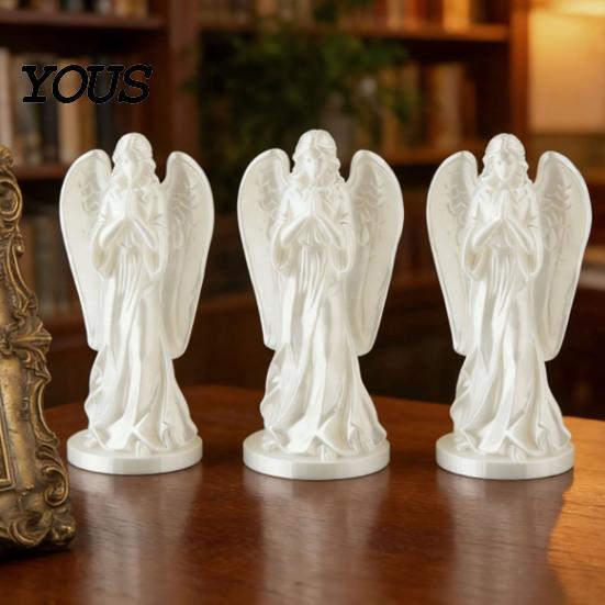 Декор для офисного стола, 3D-печатная статуэтка Ангела, Винтажное настольное украшение с развевающимися одеждами и крыльями, Матовая художественная скульптура для