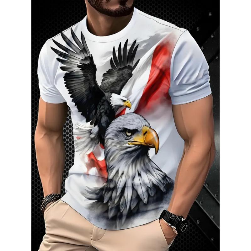 T-Shirts Oversize Eagle Graphic T-Shirt Summer Short Sleeve Tops Tees Oversized Fashion Animal Men T-Shirt Vintage Men's Clothes
