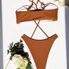 Женский купальник, сплошной цвет, цельный купальник с вырезом на бретельках, сексуальное бикини, бразильская пляжная одежда