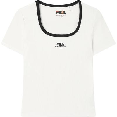 X MAISON KITSUNE Оригинальная Мода Повседневная Надпись Приталенная Футболка с Коротким Рукавом Женские Футболки Облачно-Белый F11W529108F-WT