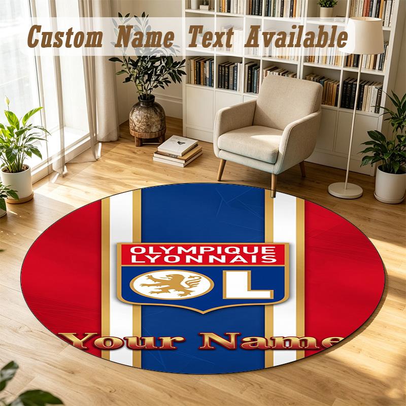 Round Rug Custom NameLyon FC Pattern Non Slip Carpet Home Floor Decor