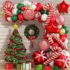Christmas Balloon Set Candy Cane Aluminum Film Balloon Red Green White Christmas New Year Balloon Chain Arch Wreath Set